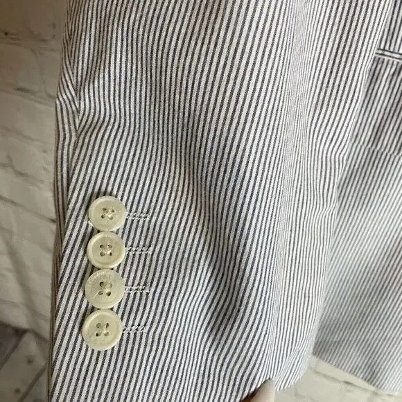 Adolfo Stripe Blue/White Men Blazer - Picture 6 of 14